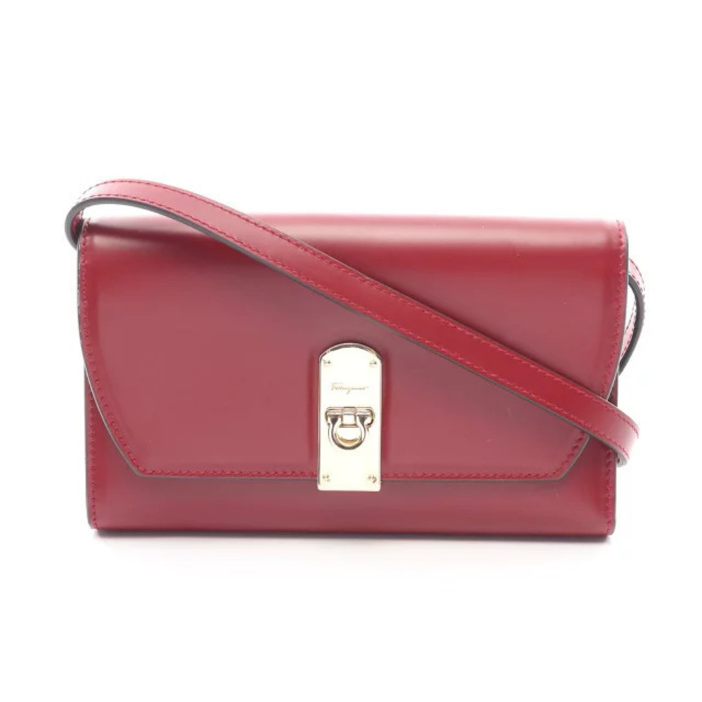 Salvatore Ferragamo Gancini Shoulder Bag Leather Red